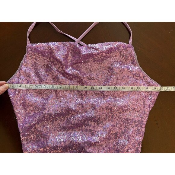 BCBGMAXAZRIA NWT Lavender Sequin Cowl Neck Mini Party Dress Size Large - Picture 10 of 12